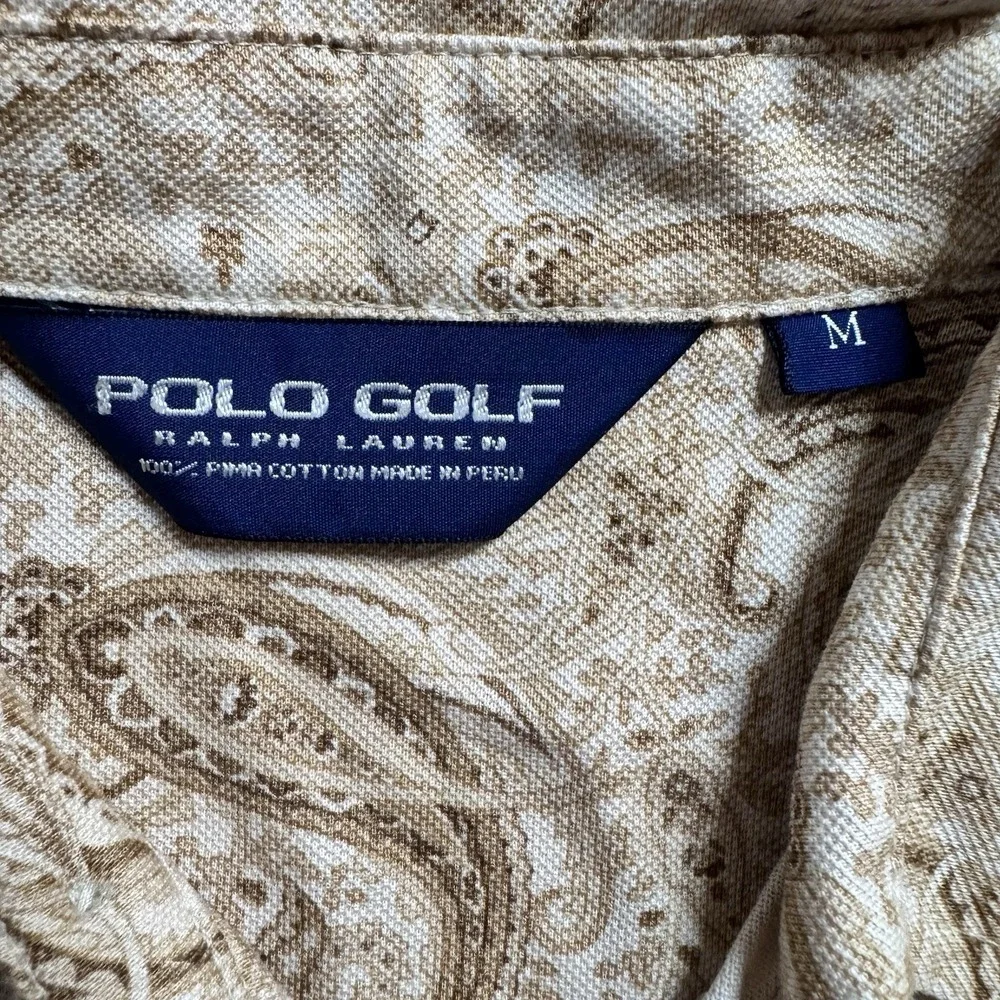 Vintage Polo Golf Ralph Lauren Shirt Mens Medium Beige Paisley Y2K 90s
